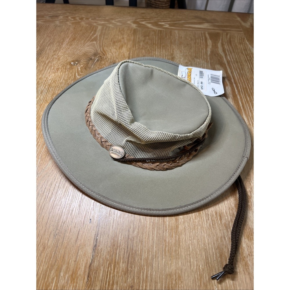 BARMAH #1057 Canvas Drover Hat Khaki Safari Air Flow Suede Band Australia LARGE